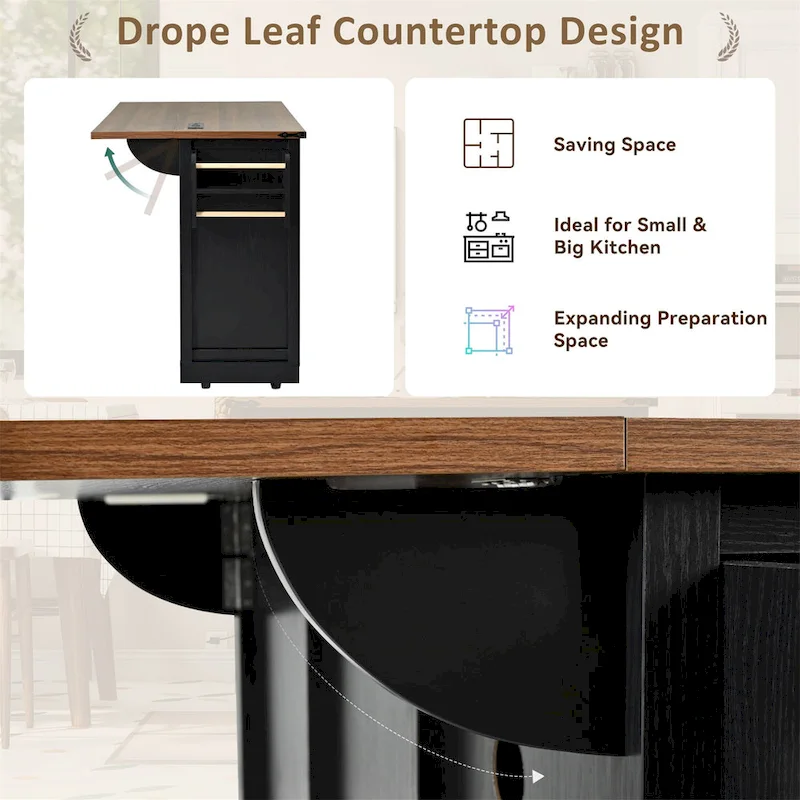 53.7 Farmhouse Kitchen Island with Power Outlet