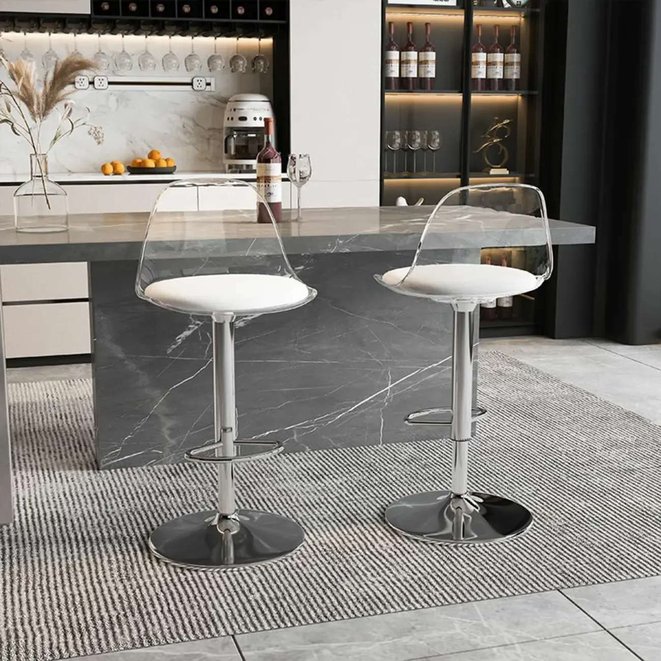 Minimalist Acrylic Swivel Bar Stools Cushion Bucket Seat