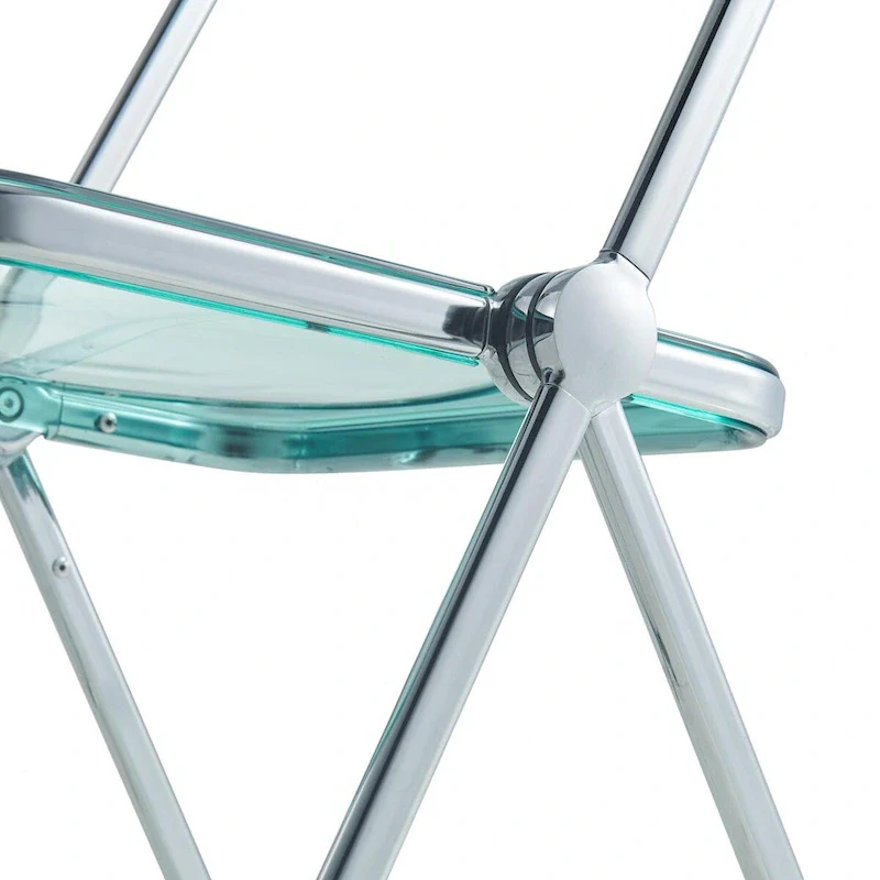 Acrylic Folding Dining Chair with Chrome Frame Set of 4 Lawrence Series by LeisureMod