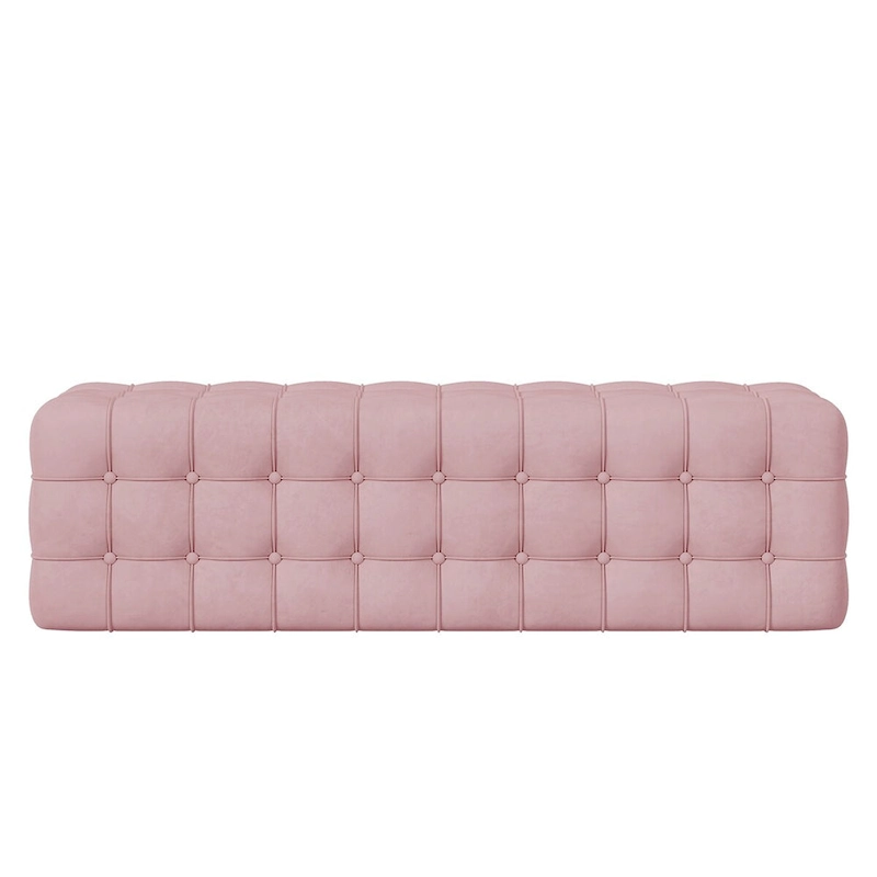 All Covered Velvet Upholstered Ottoman,Rectangular Footstool