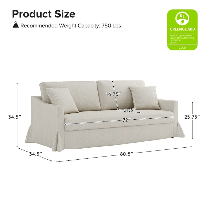 Volkhard 80.5 Modern Slipcovered Sofa With Removable Back Cushion By HULALA HOME