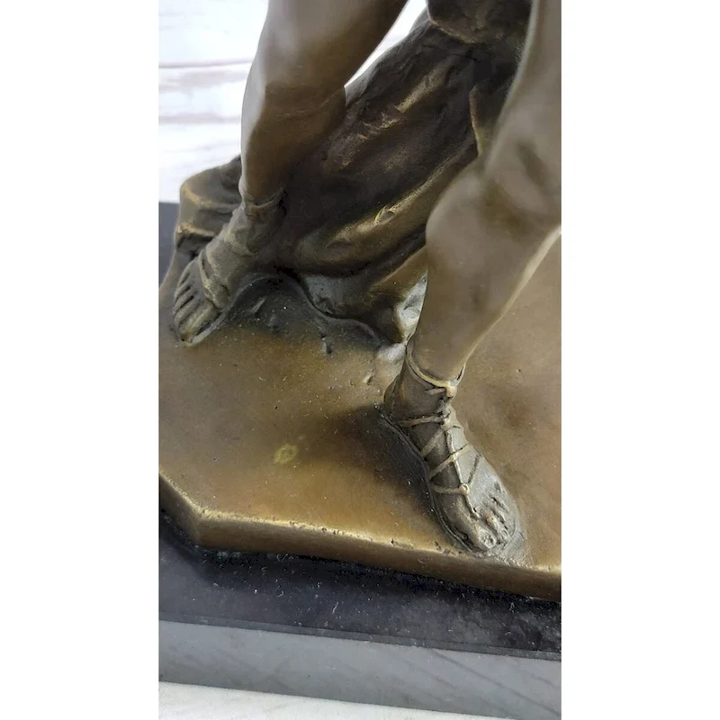 Greek Hero Perseus Holding The Head Of Medusa Bronze Sculpture Statue On Marble Base 15 Inches X 12 Inches