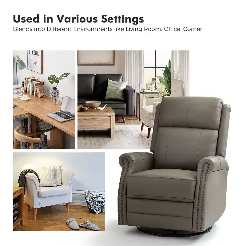 Irene 30.5 Wide Genuine Leather Manual Recliner with Rolled Arms Set of 2| ART OF LIVING DESIGNS