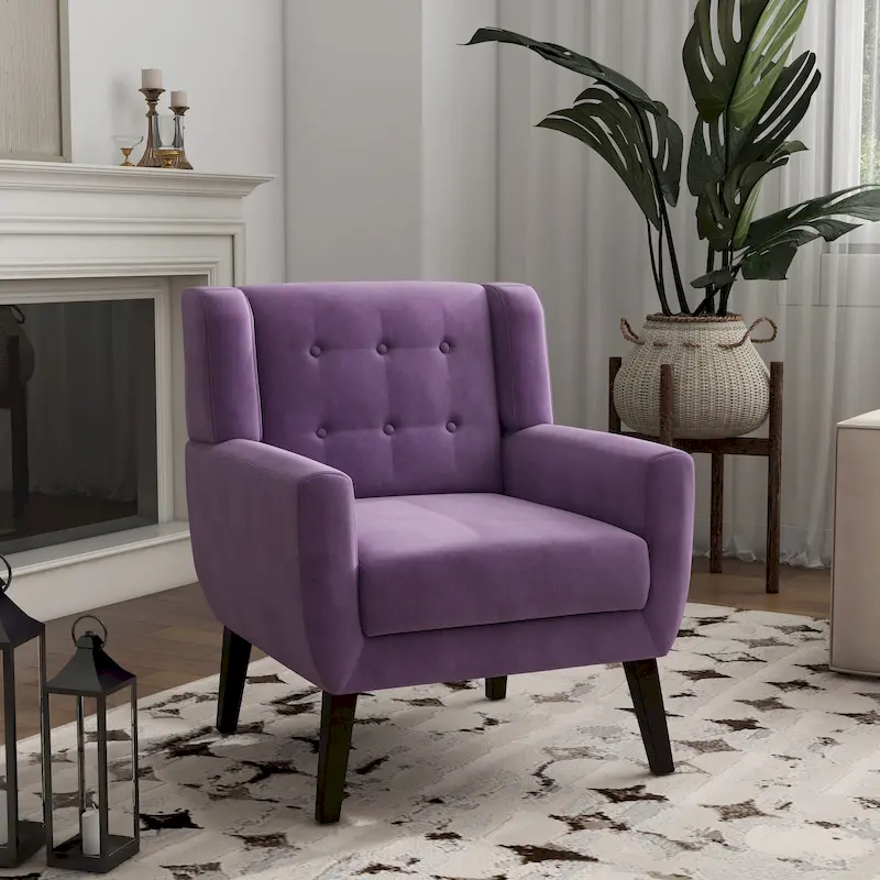 Velvet Accent Chair Living Room Upholstered Armchair