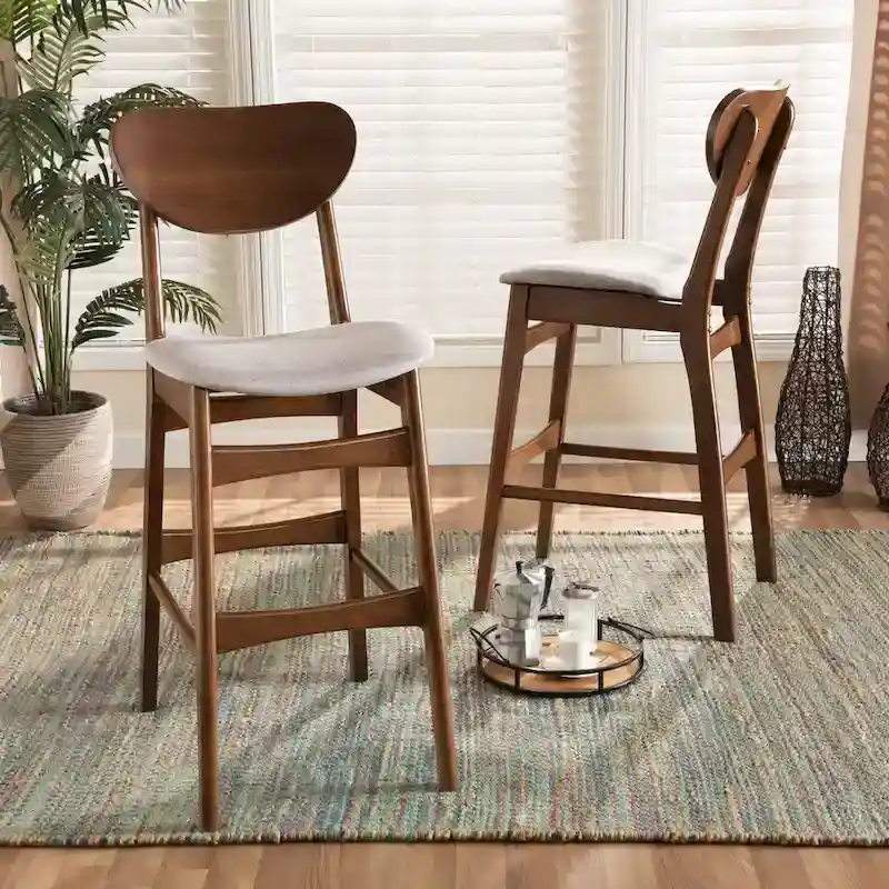 Katya Mid-Century Modern 2-Piece Bar Stool Set
