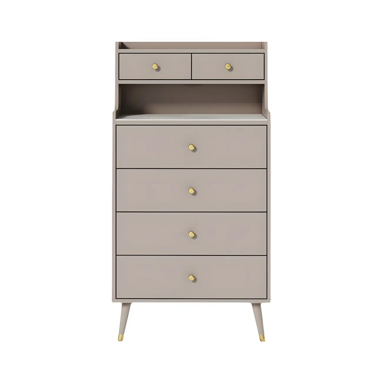 Modern Wooden Vertical Dresser with 6 Drawers