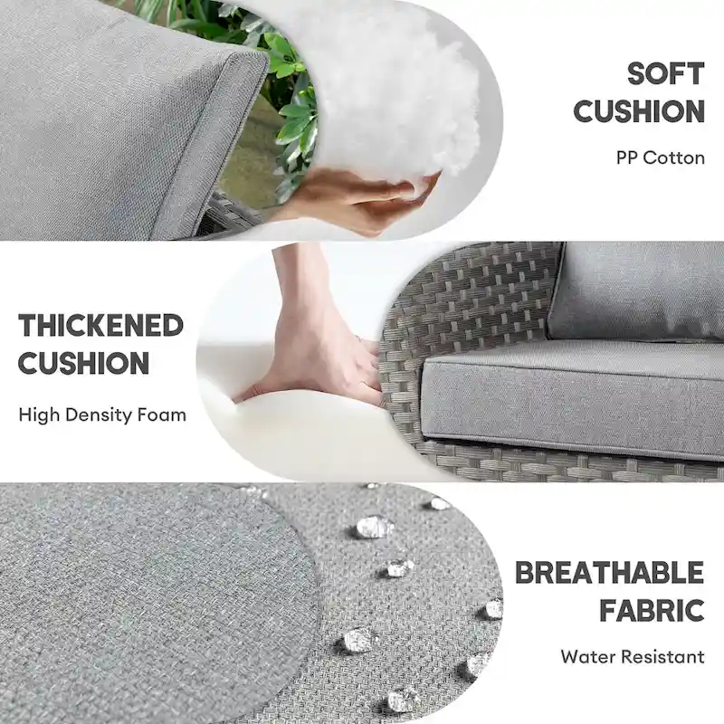 XIZZI 6-piece Patio Wicker Furniture Set with Coffee Table