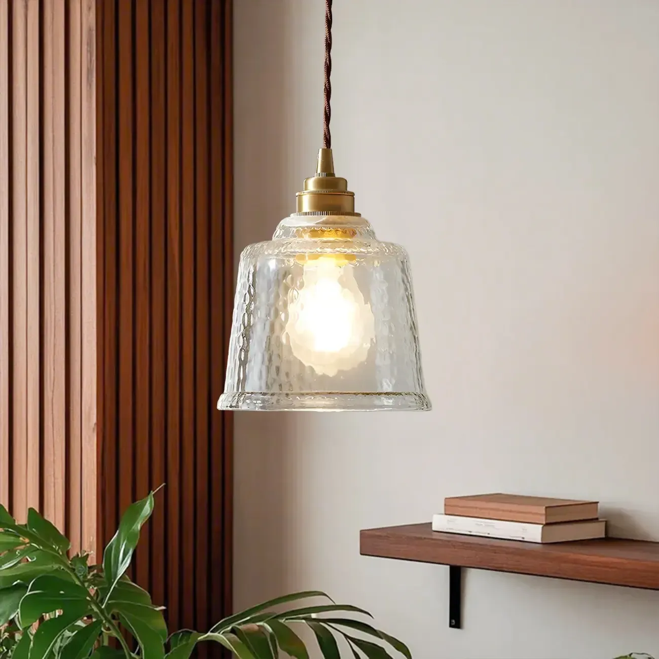 Elegant Brass Clear Glass Bell Pendant Light