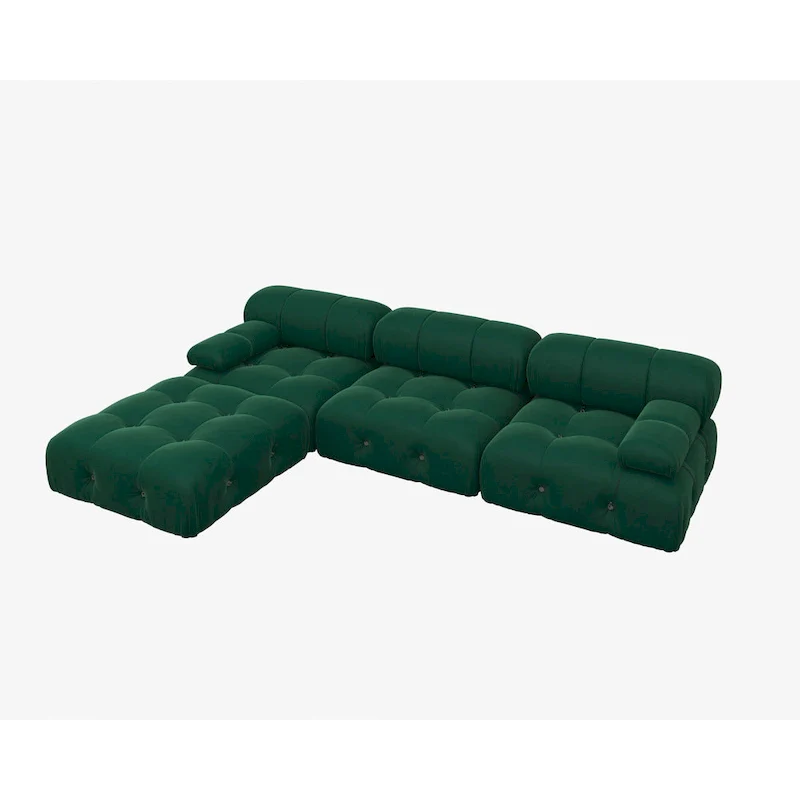 104 Wide Velvet Reversible Modular Sofa & Chaise with Ottoman