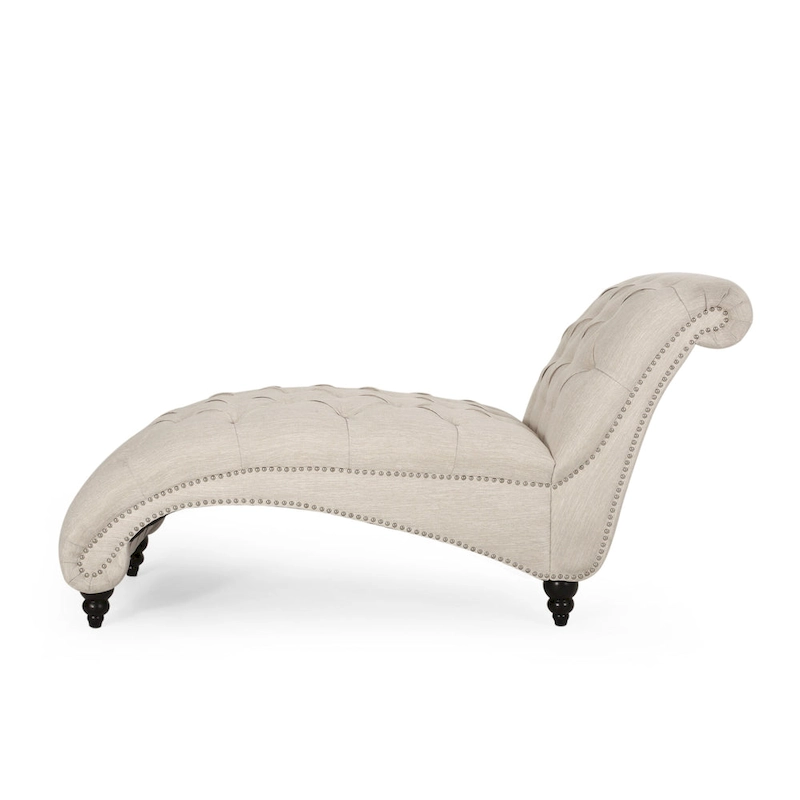 64.25 Button Tufted Chaise Lounge Chair with Birch Legs