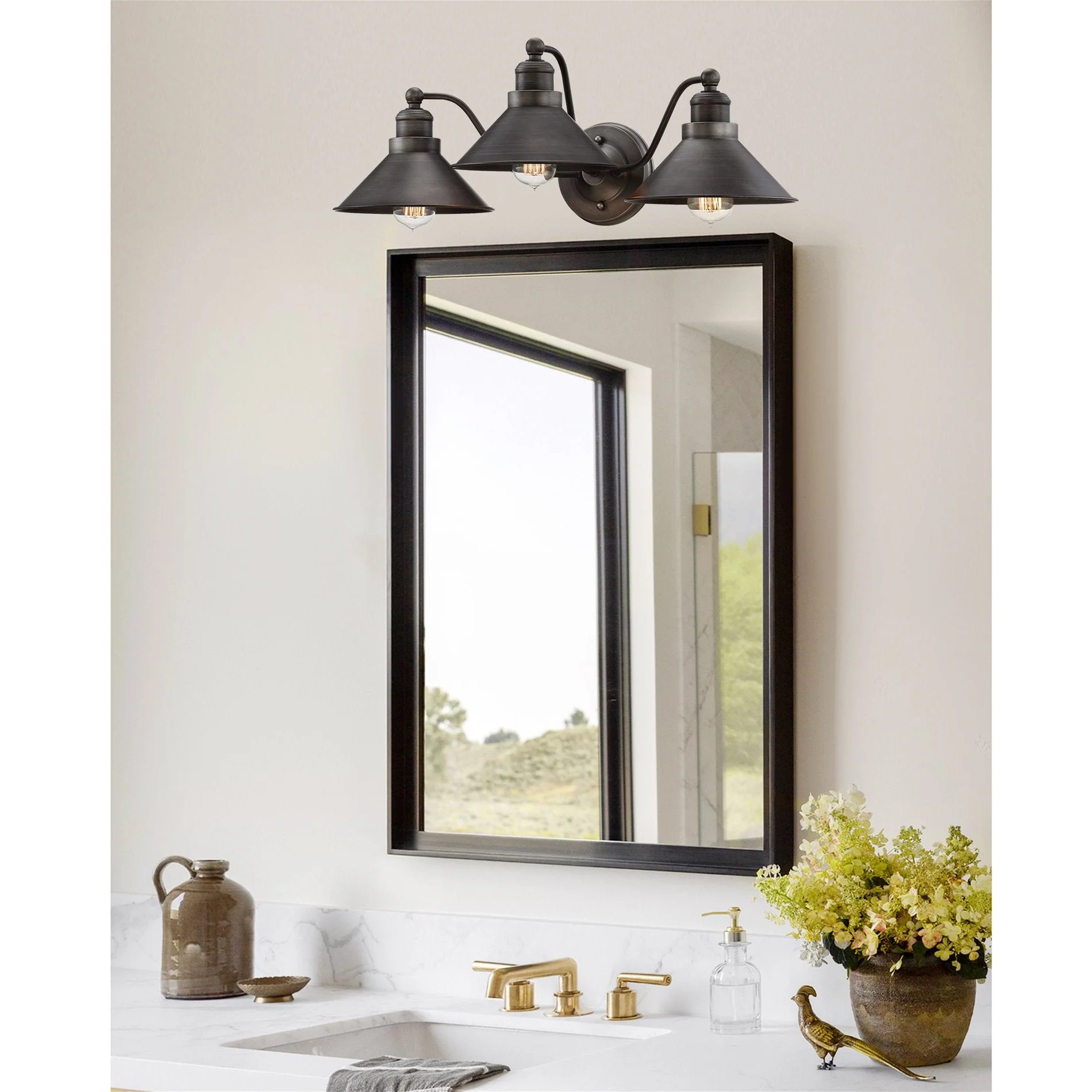 Welton 26 Modern Industrial 3-Light Vanity / Bathroom Light