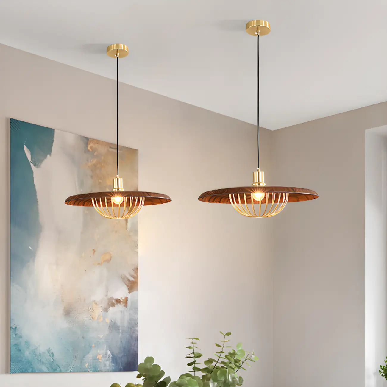 Chic Round Gold Hanging Pendant Light for Indoor