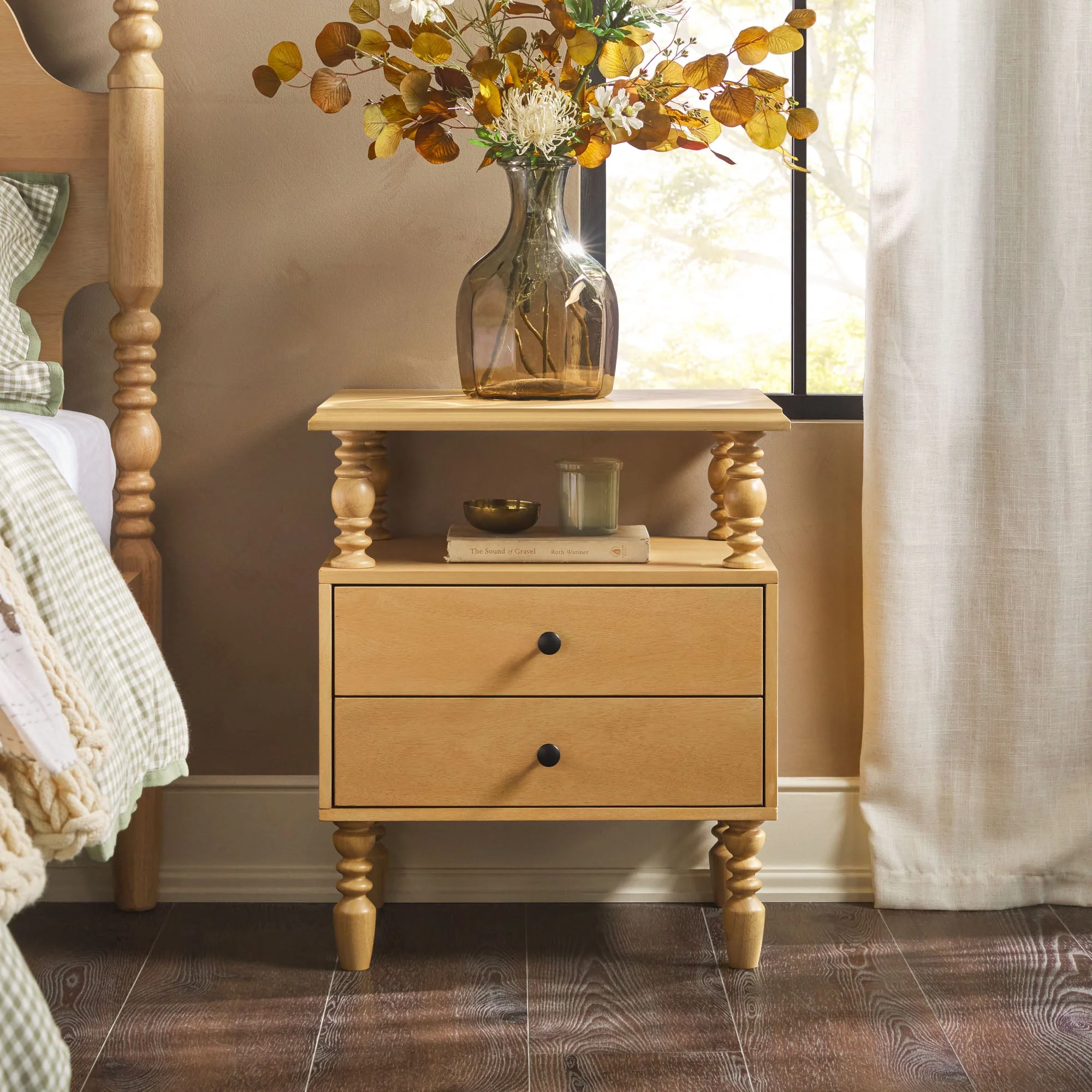 Traditional Vivienne Easy Assembly Solid Wood Nightstand