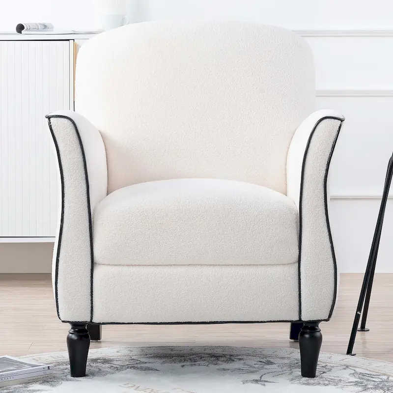 Upholstered Accent Chair with Wood Legs