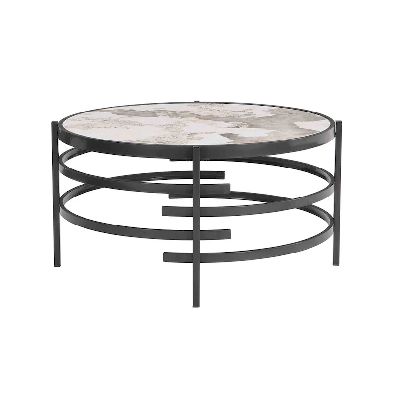 Modern Coffee Table With Sintered Stone Top and Sturdy Metal Frame
