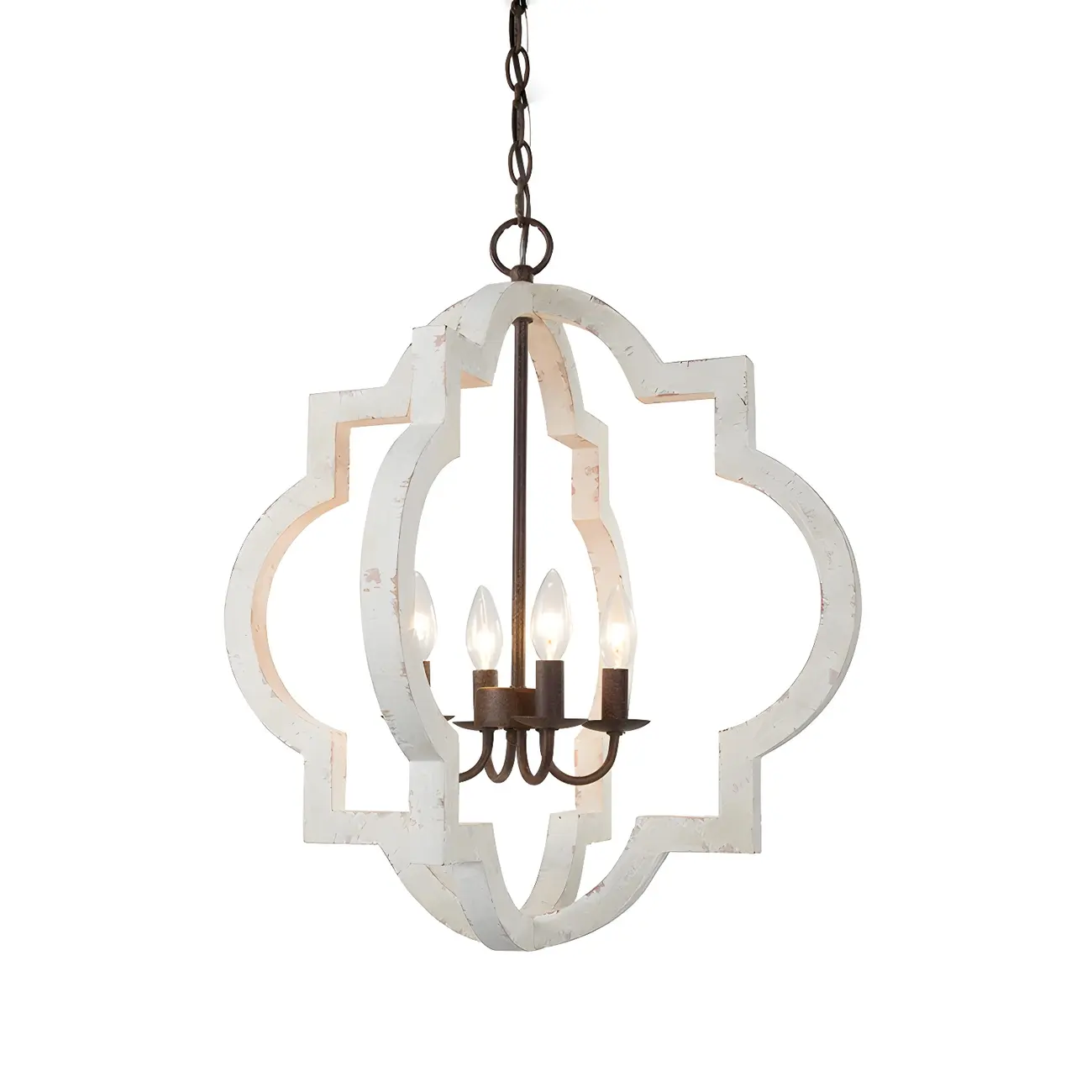 Classic Traditional Quatrefoil Wooden Candelabra Chandelier