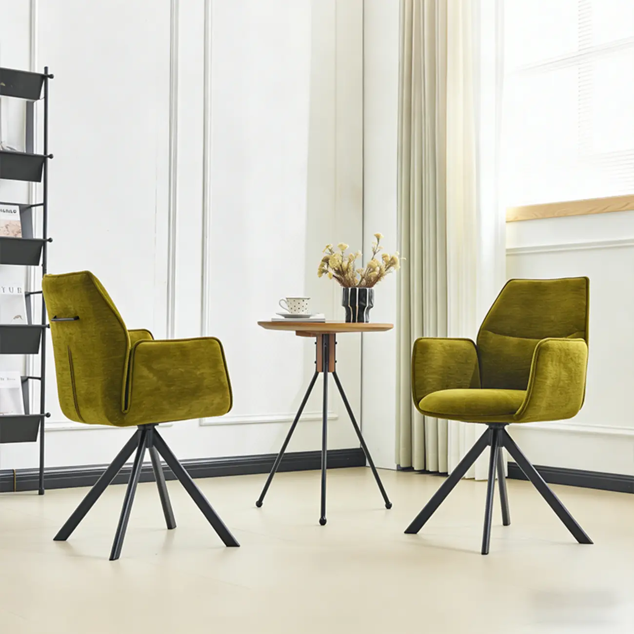 Swivel Modern Fabric High Back Upholstered Dining Chair