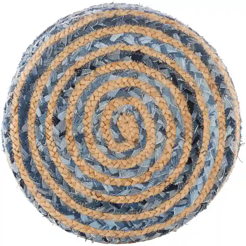 Livabliss Baeley Hand Crafted Bohemian Jute and Wood Foot Stool