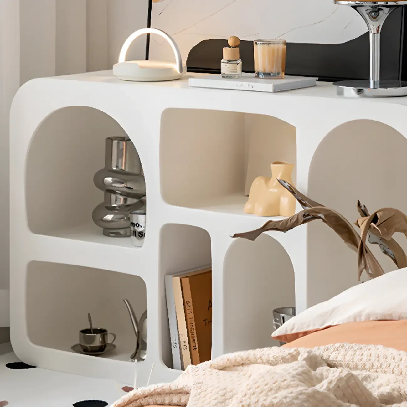 White Wooden Dining Hutch Display Cabinet with Shelves