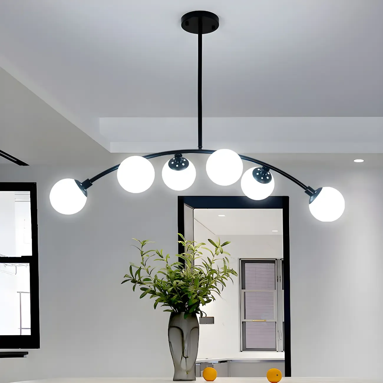Trendy Black Glass Globe Island Pendant Light