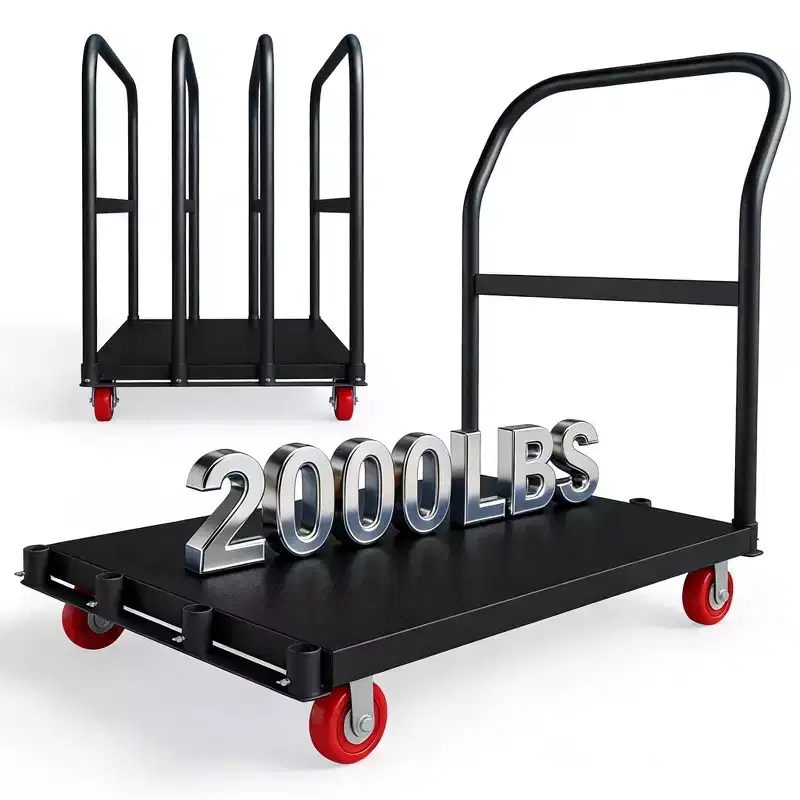Black / Blue / Red 2-In-1 Heavy Duty Flatbed Panel Truck Cart, 2000 Lbs, 5 Swivel Casters, 1-2 Person
