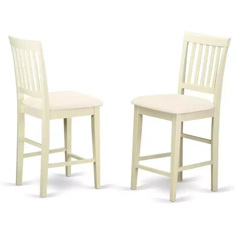 HomeStock Counter Stool-Linen Fabric Pub Height Wooden Chairs