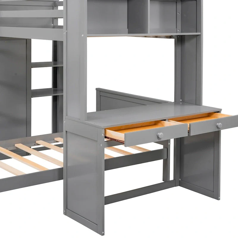 Twin over Twin Pine Loft Bed with Stand-alone
