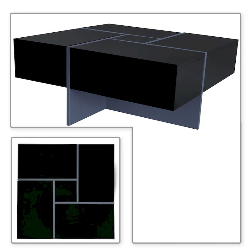 Unique Stylish Wooden Coffee Table with Sliding Extended Table Top