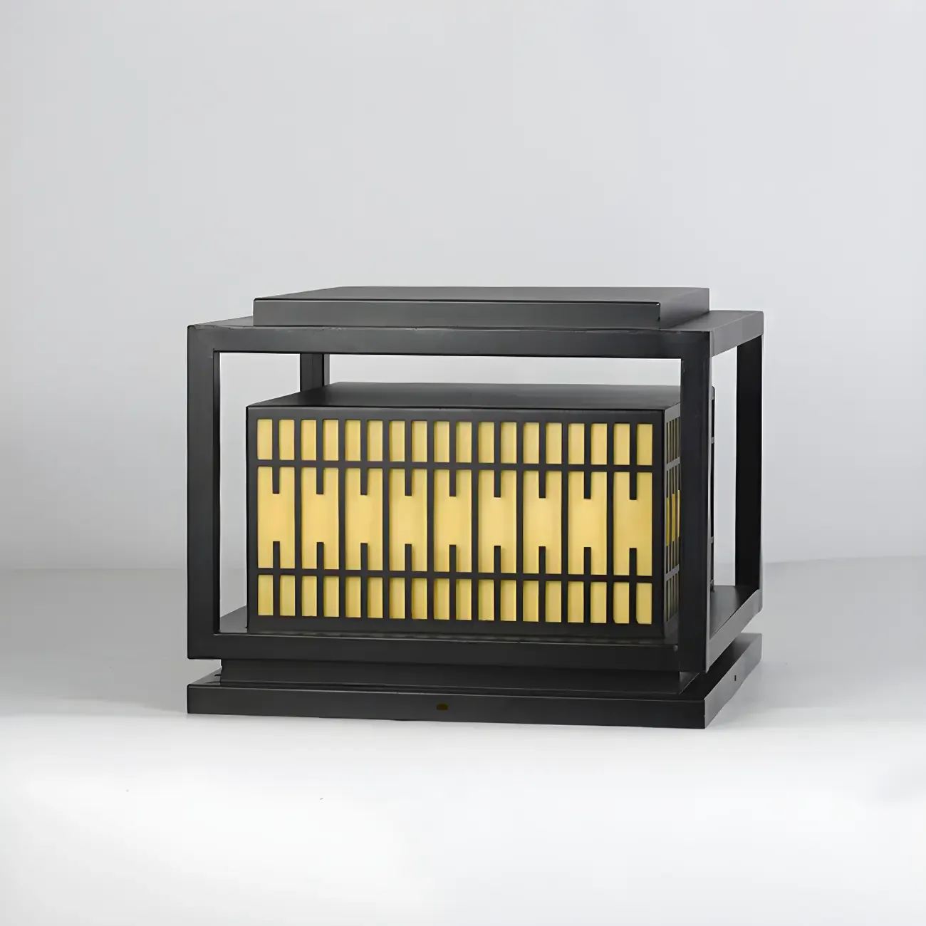 Black Metal Rectangle Lantern Design Post Cap Light