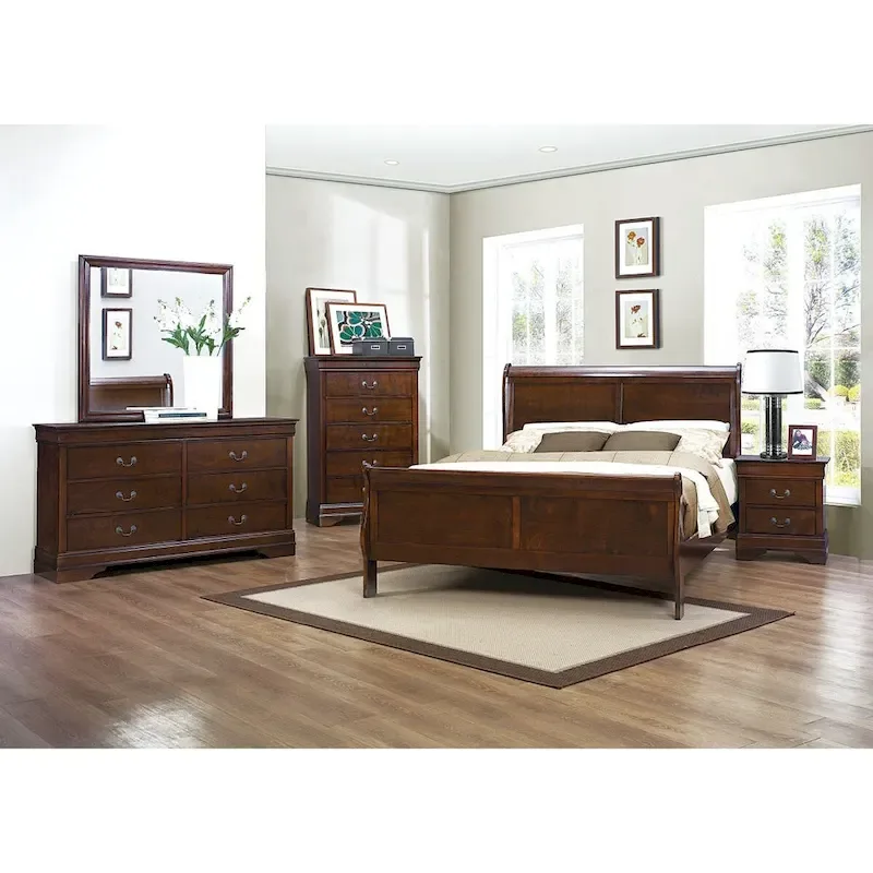 Monty Brown Cherry Sleigh Bed