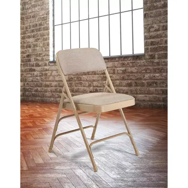 Set of 4 Deluxe Fabric Padded Triple Brace Folding Chairs - Hampden Furnishings