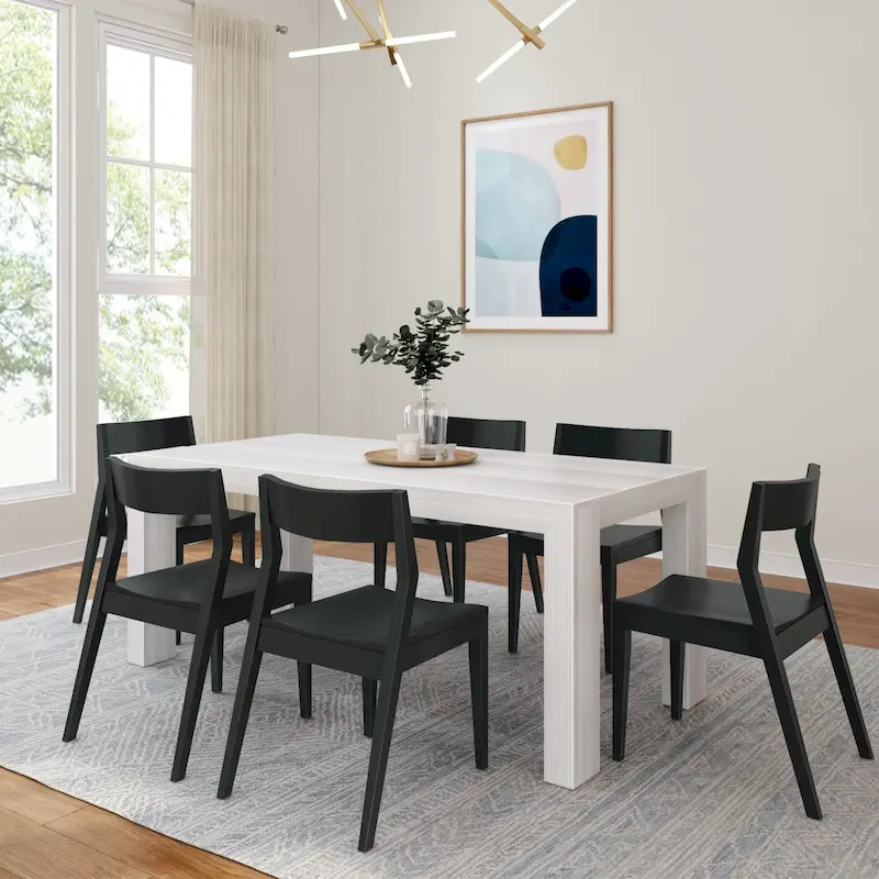 Plank and Beam 72 Modern Solid Wood Table and Chairs Dining Set