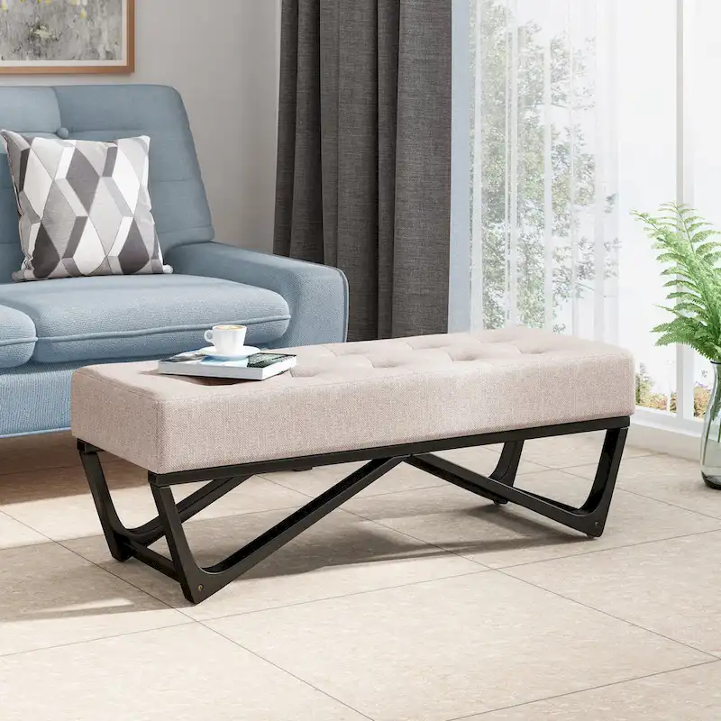 Ursa Contemporary Fabric Ottoman Bench