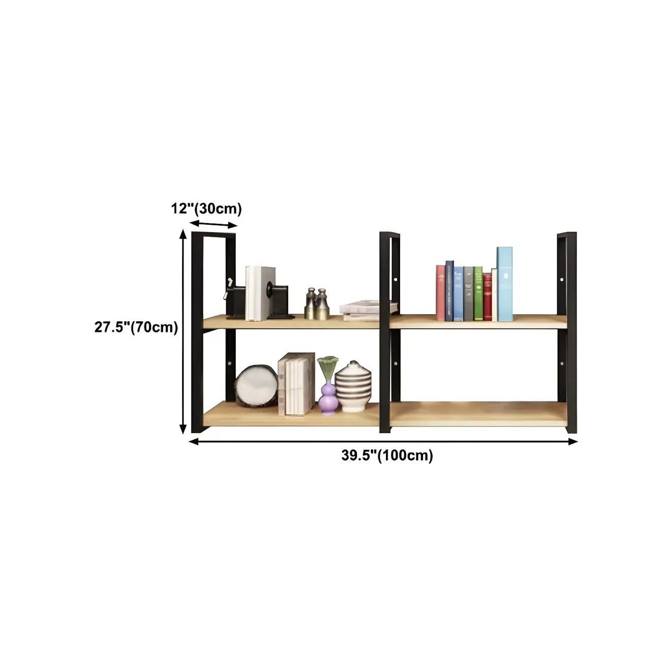 Industrial Wall-Mounted 3-Tier Wood Display Shelf