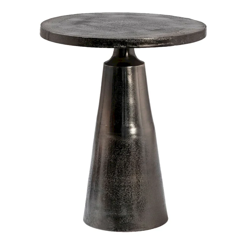Jett 20 Round Aluminum Black Nickel Pedestal Base Side Table