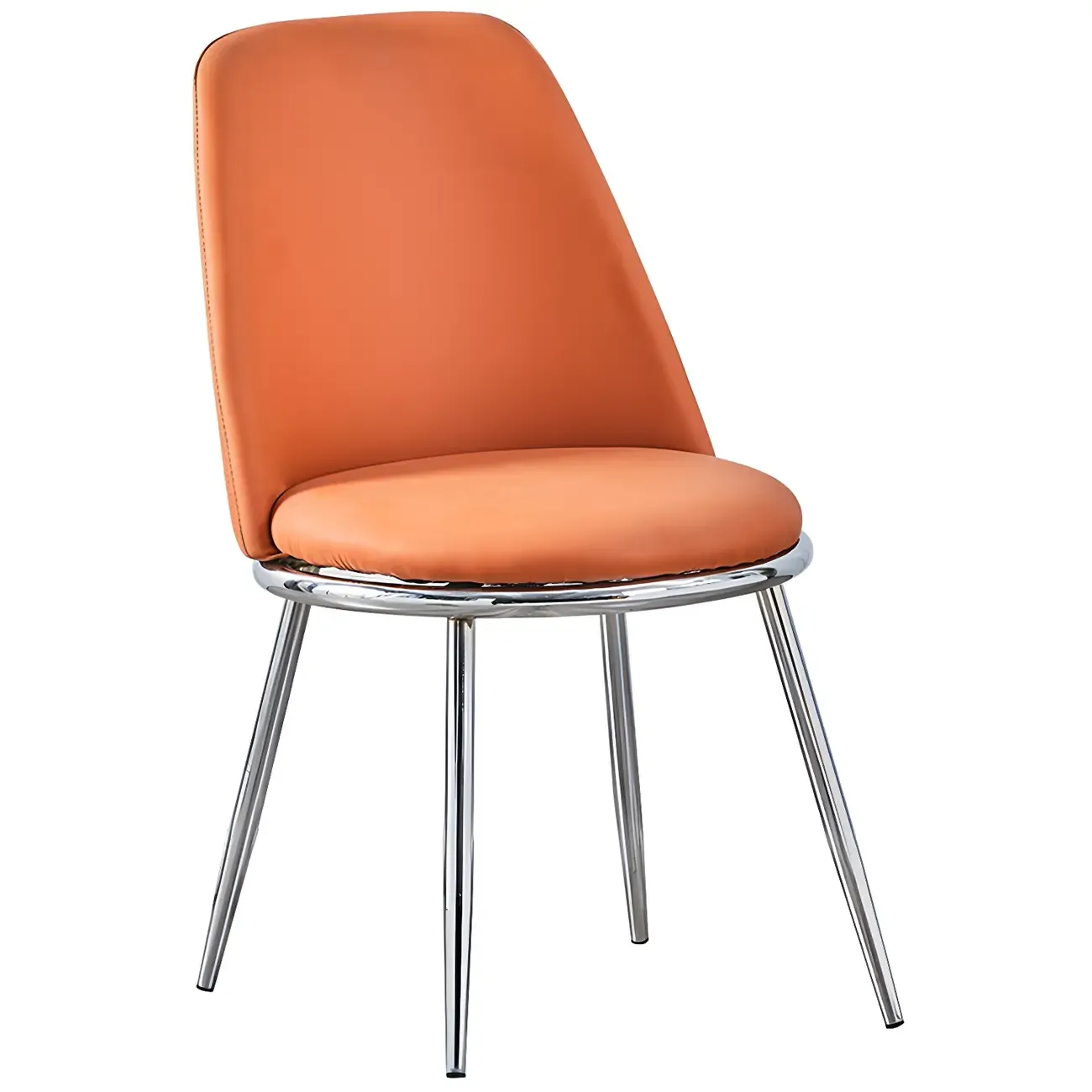 Glam Scandinavian Leather Armless Dining Chairs Metal Frame