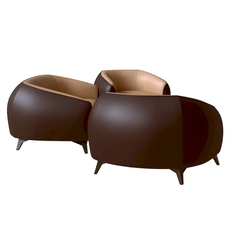 3-Piece Modern Sofa Set with Vegan Leather, Solid Wood Frame, Steel Legs, Foam Cushions for Living Room