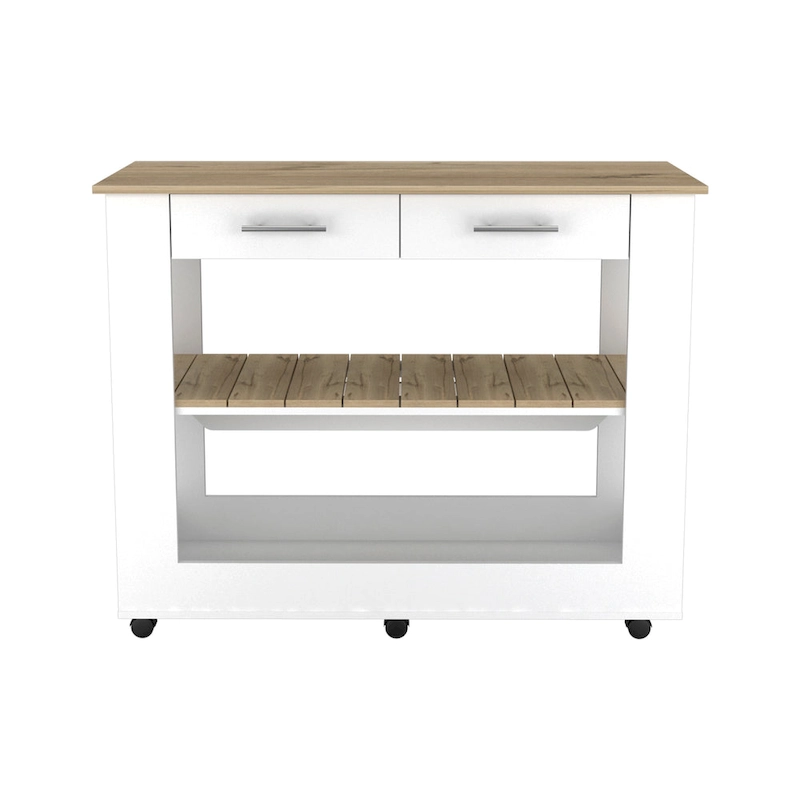 TUHOME Cala Kitchen Island 46 Kitchen Island with 2 Drawers