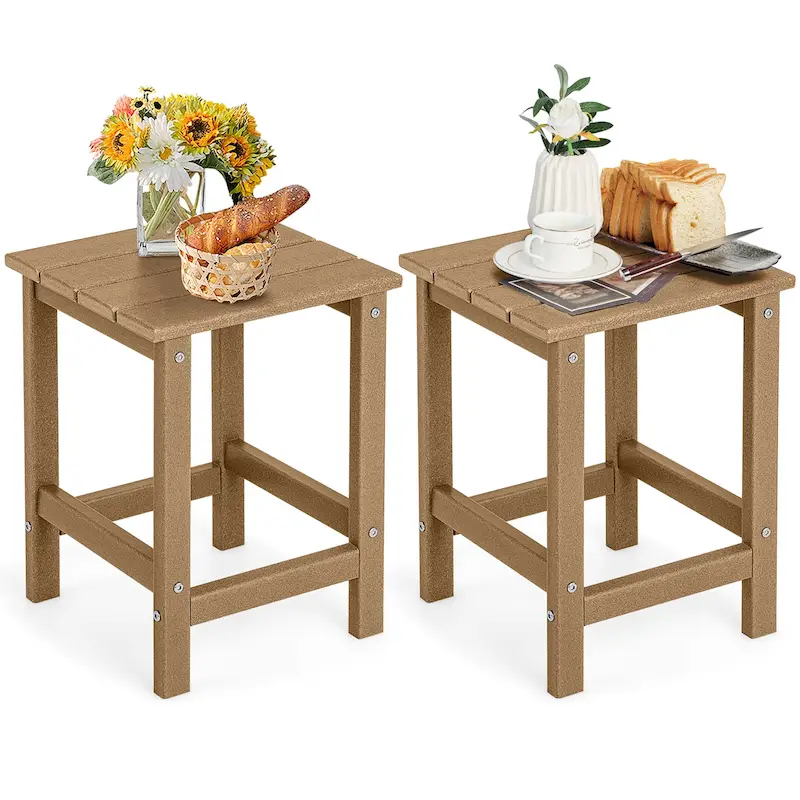 Gymax 2PCS 14 Patio Adirondack Side Table HDPE Square Weather