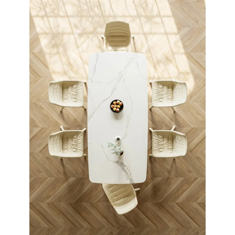 White Sintered Stone Dining Table - 6 Seater 63