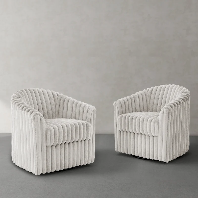 Single Sofa Armchair Swivel Barrel Chair (Set of 2)