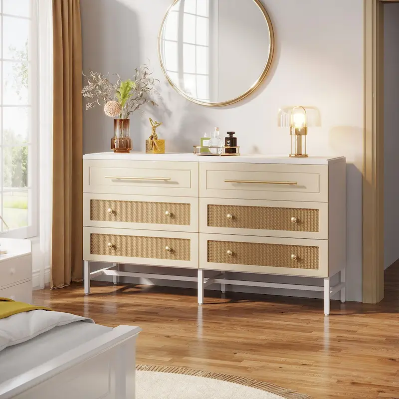 Modern Dresser 6 Drawer Dressers Chests of Drawers for Bedroom