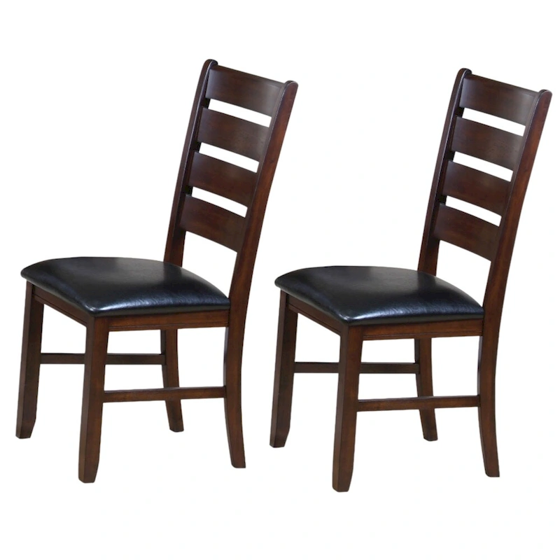 Faux Leather Ladder Back Side Chairs and Solid Wood Set of 2 - 23 L x 20 W x 40 H