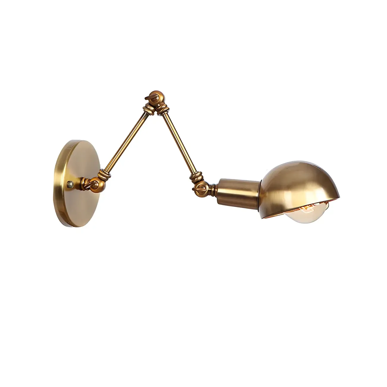 Gold and White Dome Swing Arm Wall Light