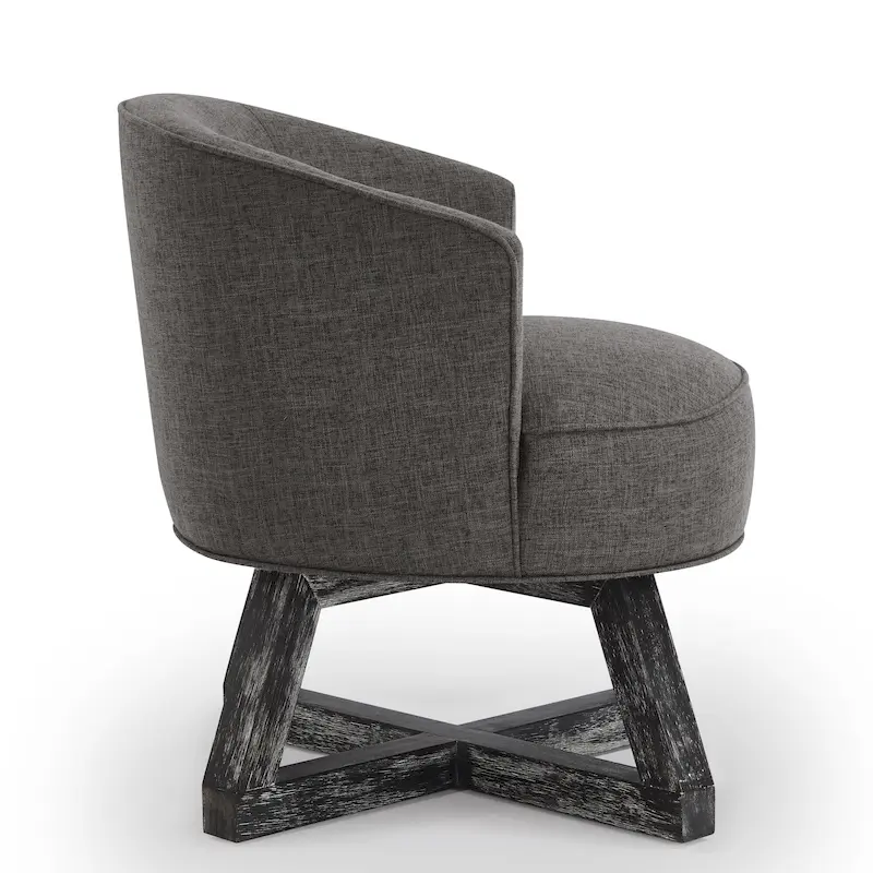 GDFStudio Swivel Accent Chair with Cross-shaped Wooden Base