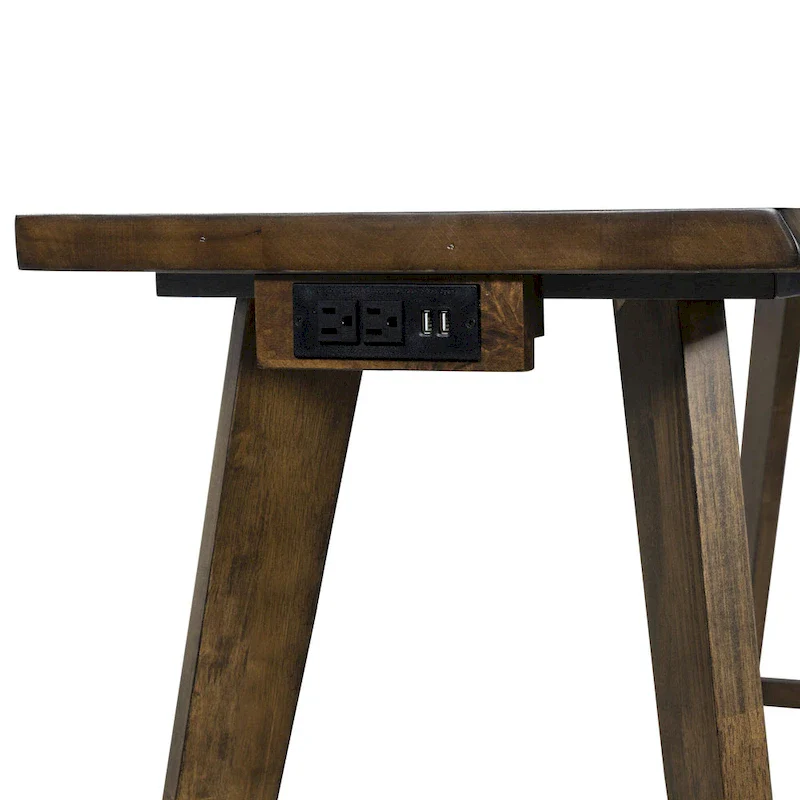 Dewl Farmhouse Walnut Wood 4-Piece Counter Height Table Set by Furniture of America