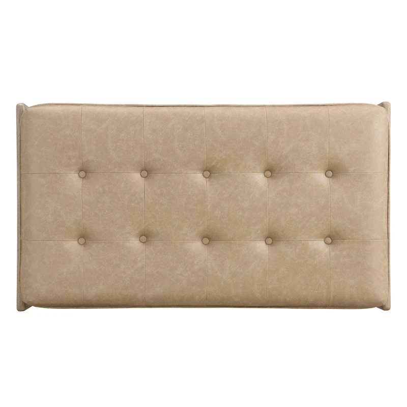 Christopher Knight Home - 48.4 Rectangle Tufted Upholstered Cocktail, Leather Ottoman Coffee Table with Rubber Wood Frame