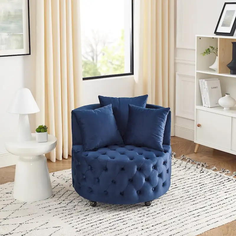 Blue Modern 30 Swivel Tufted Accent Chair