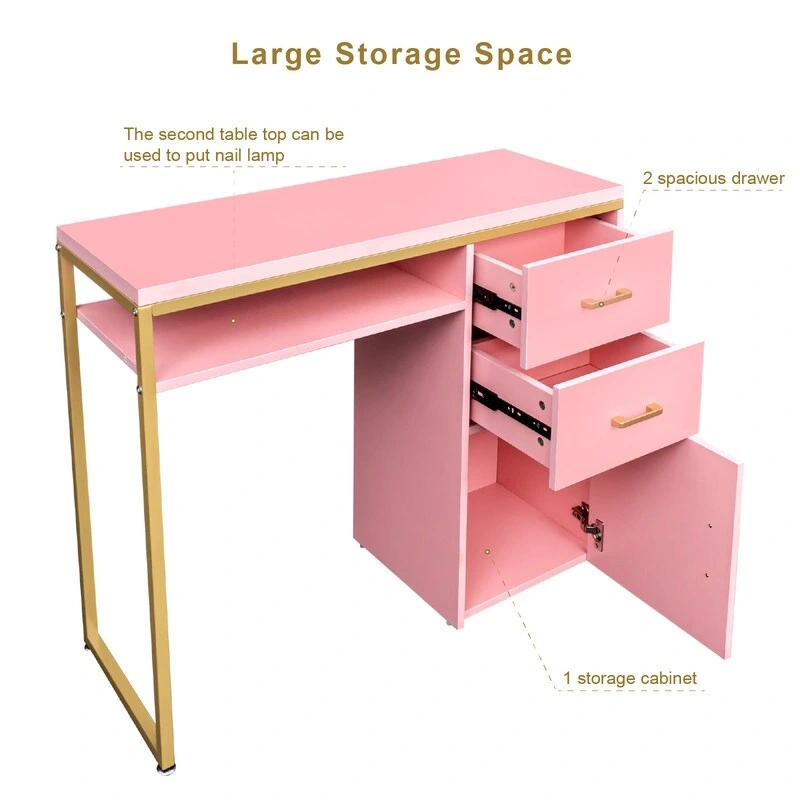 38.19 W Particle Board Computer Desk Manicure Table with 2 Drawers and 1 Cabinet