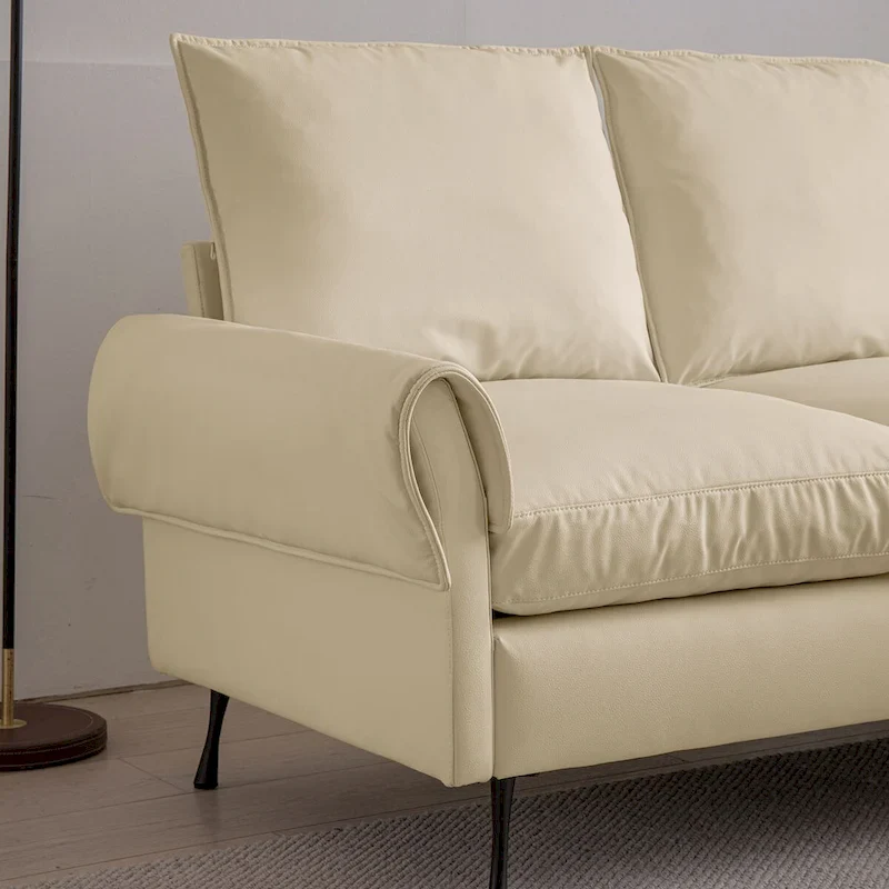 Modern Faux Leather L-Shaped Sofa with Reversible Chaise Lounge